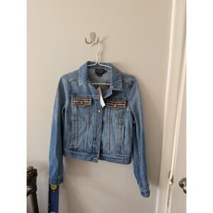 Pendleton Women’s Denim & Wool Jean Jacket XS Harding Star Grey Sample NWT